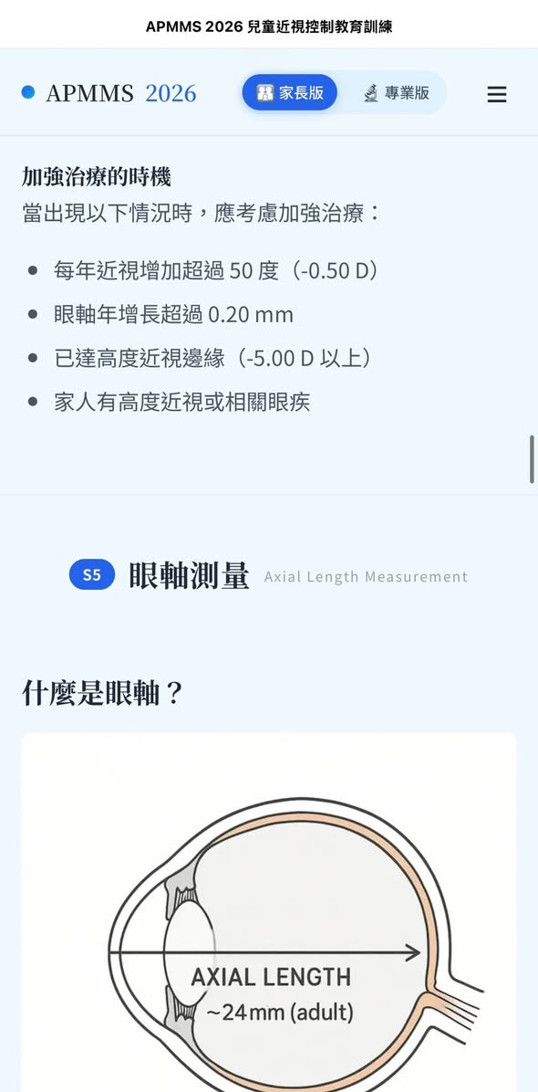 APMMS 2026 兒童近視控制資料:加強治療時機與眼軸測量